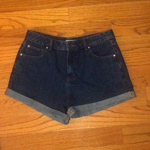 High Waisted Dark Wash Mom Jean Shorts